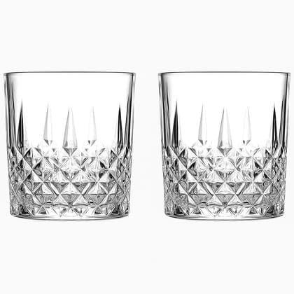 Whiskey Drinking Glass, 285 Ml, Diamond Shaped Whiskey Glass, Heavy Base Rocks Barware Mug, Crystal-Cut Tumbler for Bourbon,Scotch,Wine,Cocktail,Liquor, Perfect for Home, Bar, Casino Party
