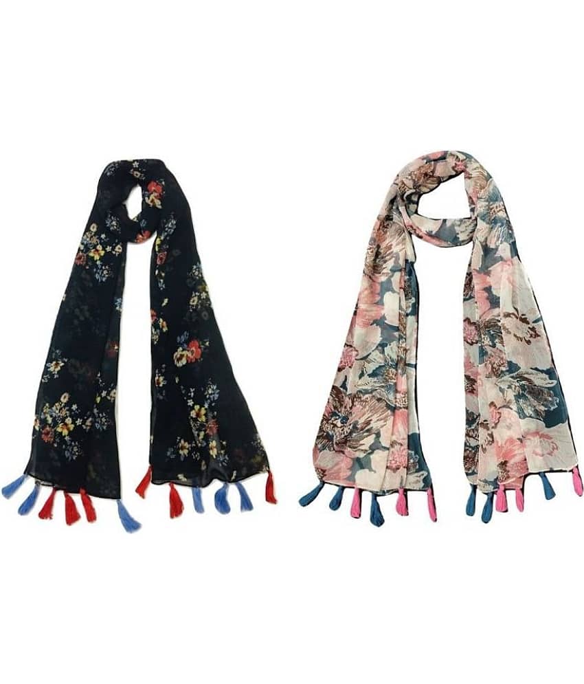 stolevilla Multi Printed Poly Cotton Yarn Stoles ( Pack of 2 )