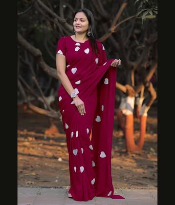 JULEE Georgette Embroidered Saree With Unstitched Blouse Piece ( White )