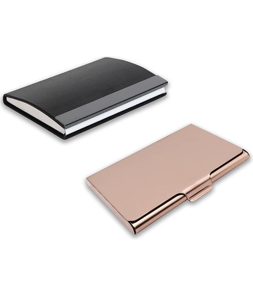 auteur A15-44  Multicolor Artificial Leather Professional Looking Visiting Card Holders for Men and Women Set of 2 (upto 15 Cards Capacity)