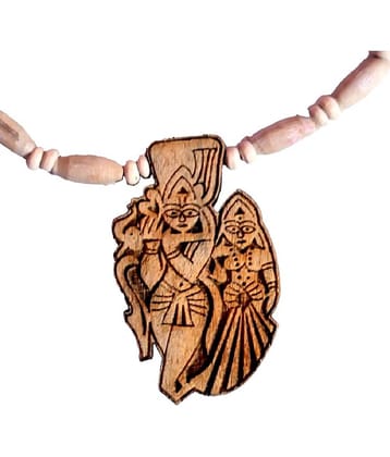 Tulsi Original & Natural Wood Tulsi Kanthi Mala With Radhe Krishna Murti