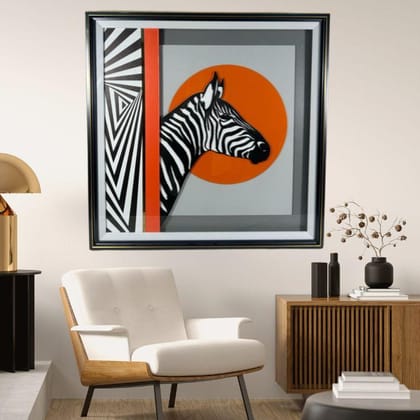 ZEBRA WALL ART WITH FRAME - HAND MADE