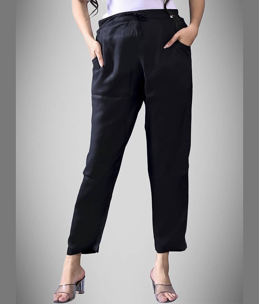 QuaClo - Black Rayon Regular Women's Casual Pants ( Pack of 1 )