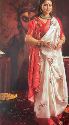 Bengali Red & White Saree