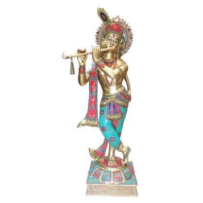Brass Showpiece Krishna God Idol Statue (BSMAS691 A)