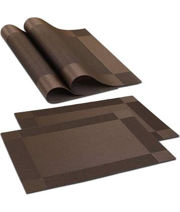 PVC Solid Rectangle Table Mats ( 45 cm x 30 cm ) Pack of 4 - Brown