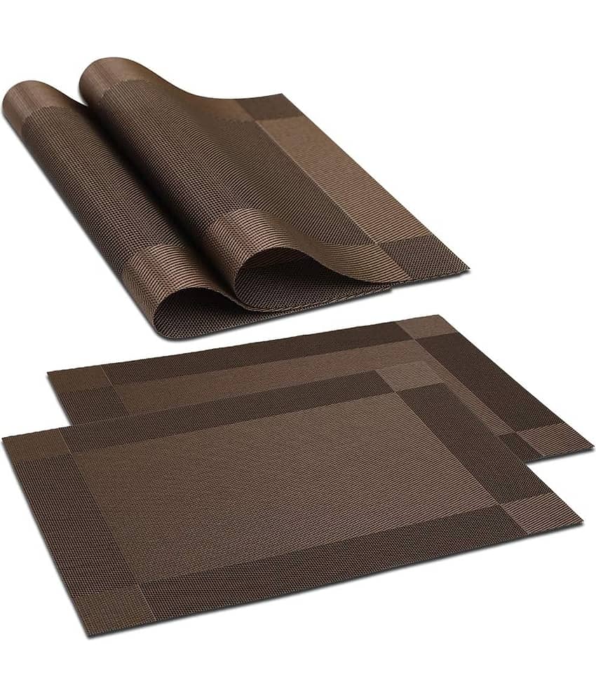 PVC Solid Rectangle Table Mats ( 45 cm x 30 cm ) Pack of 4 - Brown