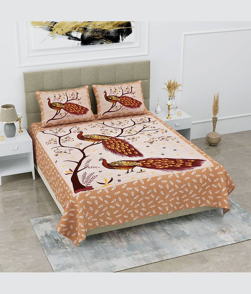 Uniqchoice Cotton Double Bedsheet ( Yellow )