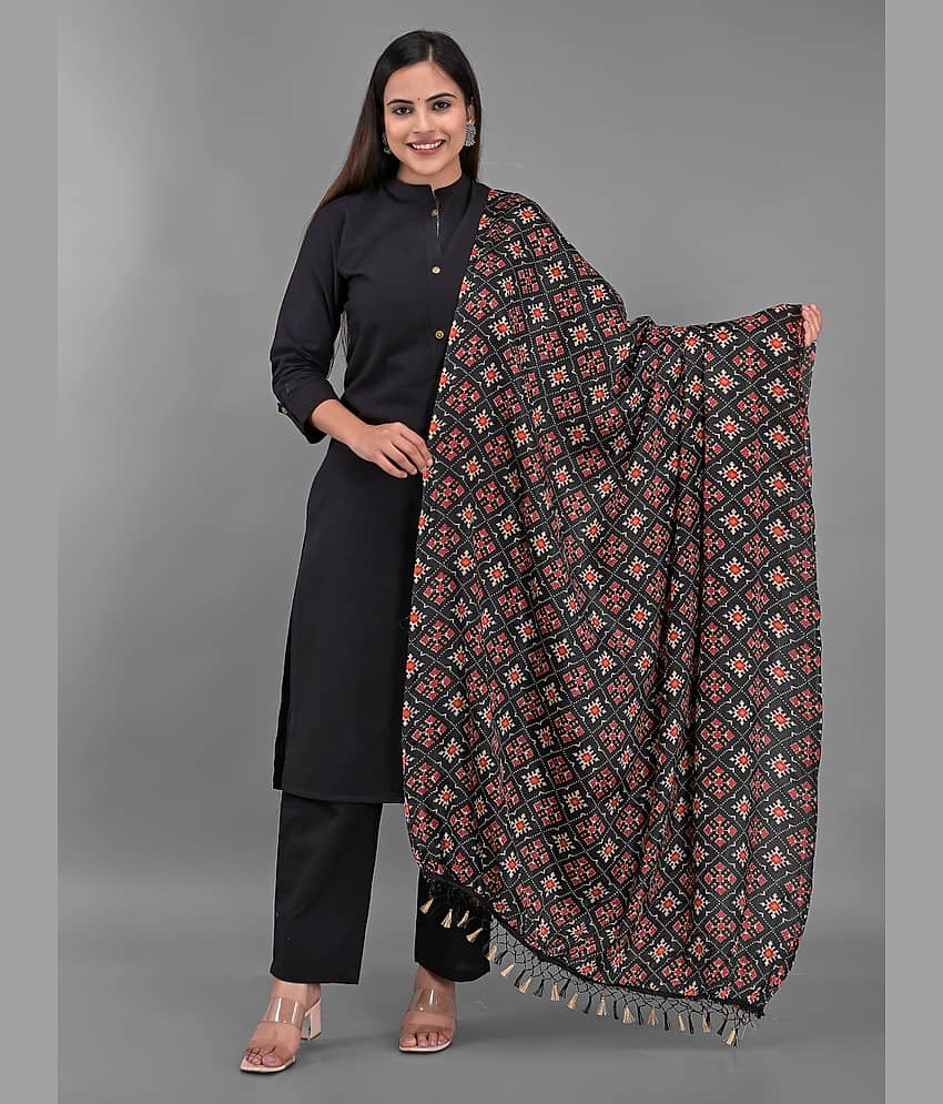 Apratim - Black Silk Women's Dupatta - ( Pack of 1 )
