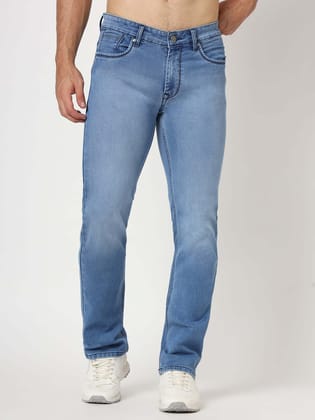 Premium Men'S Blue Mid Wash Relaxed Fit Jeans-36