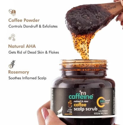 mCaffeine Anti Dandruff Coffee Hair Scalp Scrub, 99% Dandruff Control Treatment, Sulfate-Paraben Free, 250 gm