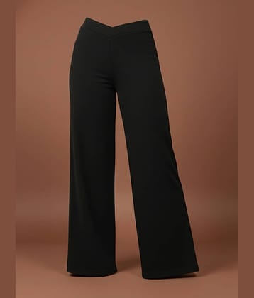 DE TRENDZ Women Cotton Blend Casual Trousers ( Black )