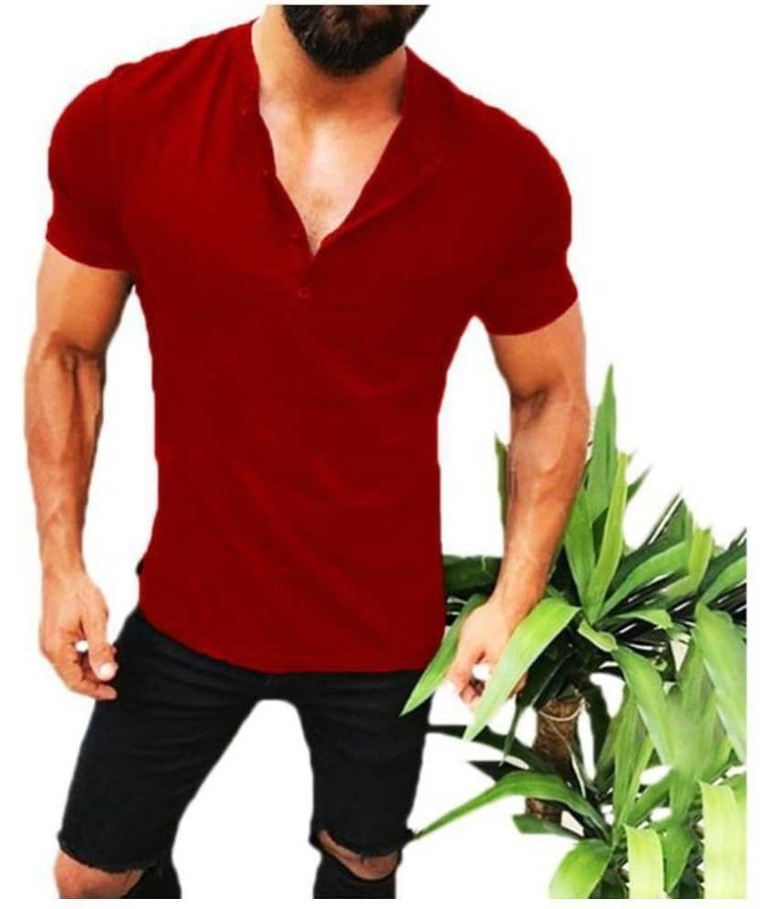 Leotude Pack of 1 Cotton Blend Regular Fit Men's T-Shirt ( Maroon )