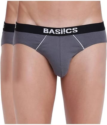 BASIICS By La Intimo Pack of 2 Cotton Briefs For Men's ( Grey )