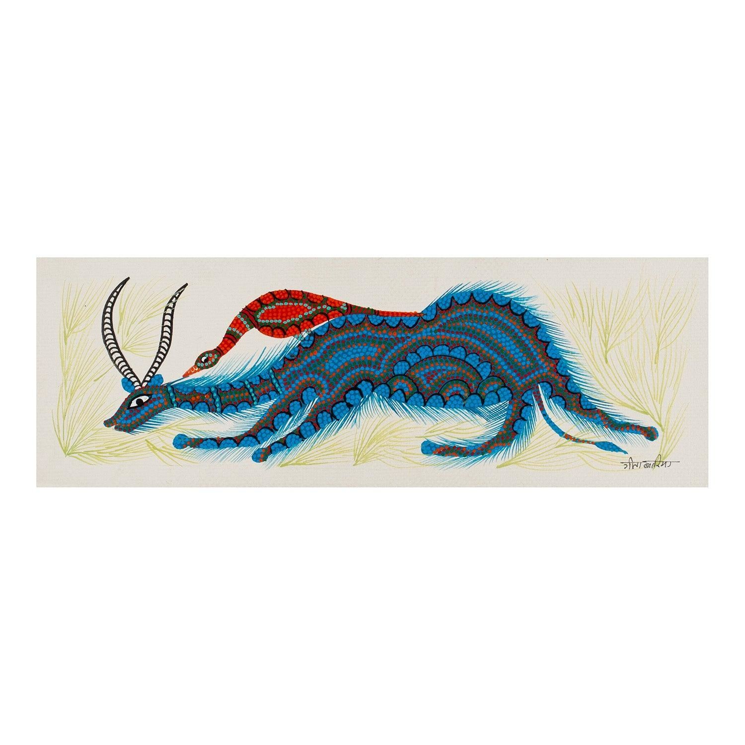 Bhil Painting 5 point 5 x 14 point 5 Inch Bhil Art by Geeta Bariya