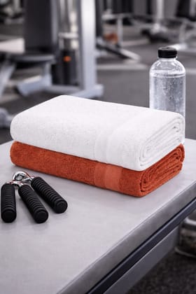 Bamboo Bath Towel – Ultra Soft, Quick Dry & Eco-Friendly Luxury Care | Rust and White | Pack of 2