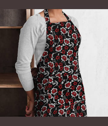 Oasis Hometex Cotton Blend Printed Kitchen Apron with 1 Center Pocket ( Pack of 1 )