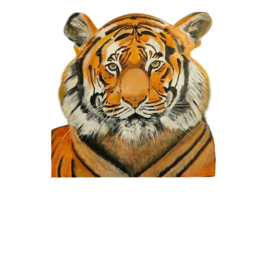 Handmade Acrylic Tiger Painting - Framed Wildlife Wall Art