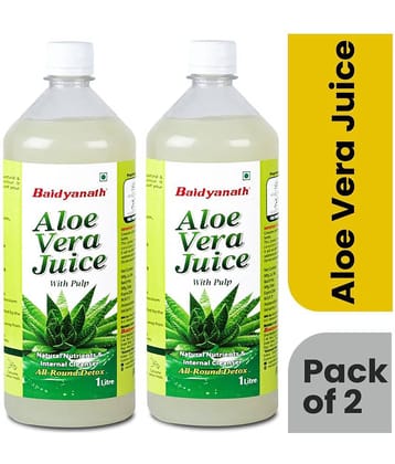 Baidyanath Pure Aloe Vera Juice (with Pulp)- No Added Sugar(1000ml)|For All-Around Detox (Pack of 2)