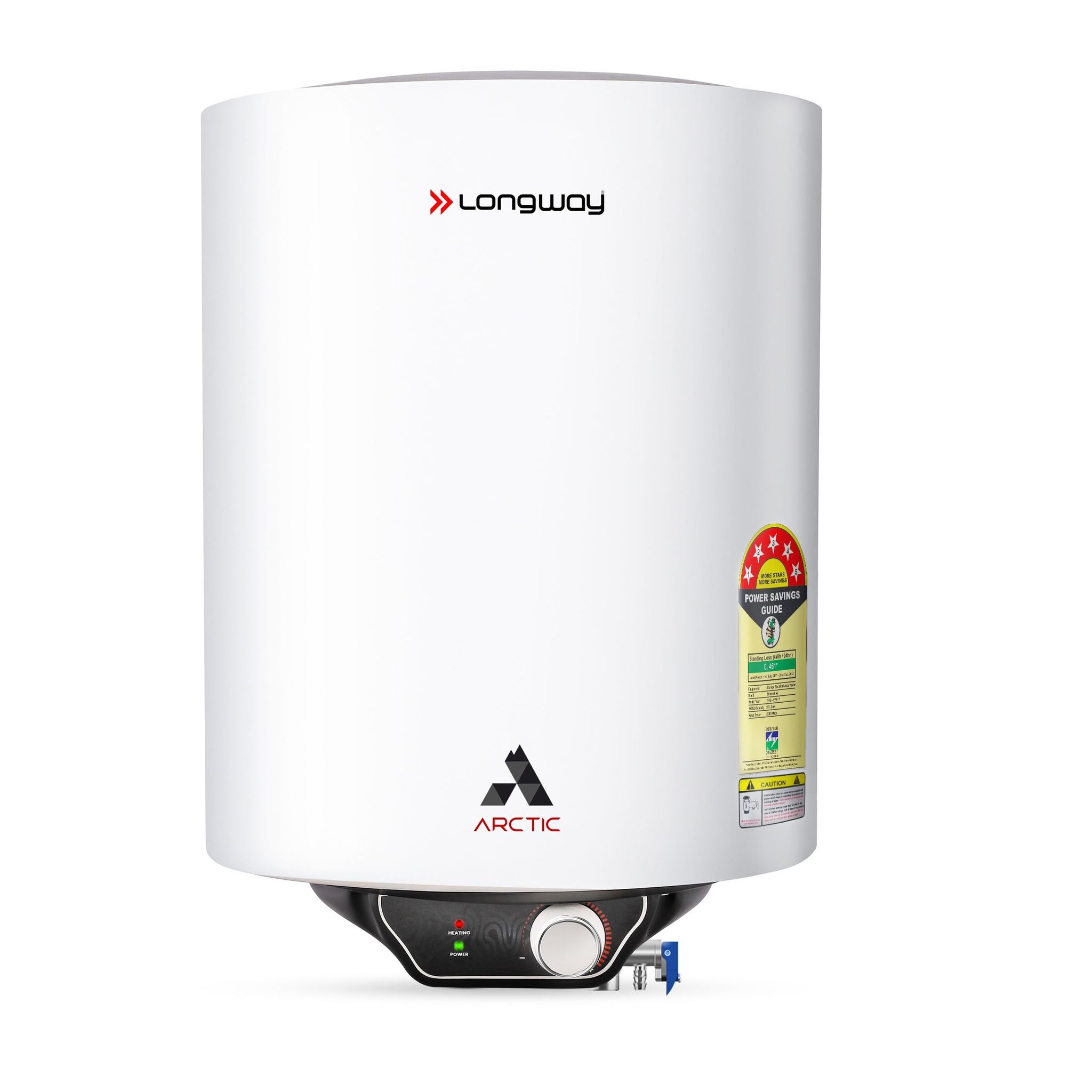 Longway Arctic 10 Ltr 5 Star Rated Storage Water Heater for Home with Advanced Multi-Layered Safety System | Glassline Coated Tank | Suitable for Hard Water & High-Rise Building (White) Longway Arctic 10 Ltr 5 Star Rated Storage Water Heater for Home wit