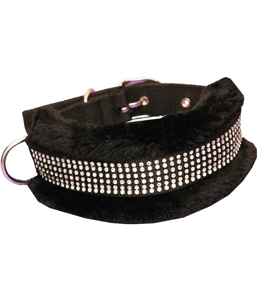 Petshop7 High Quality & Stylish Nylon Fur Dog Collar -1.25 Inch -Large Size. Neck Size ( 18-22 inch)Red