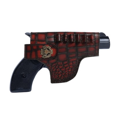 .32 Tan Revolver Cover In Deep Cut Croco Leather (Mto)-0.32