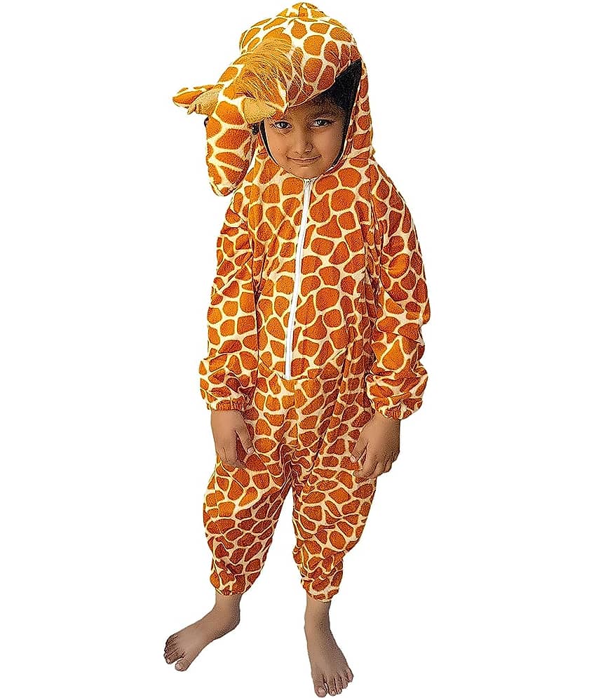 Kaku Fancy Dresses Giraffe Wild Animal Costume -Brown, 5-6 Years, for Boys & Girls