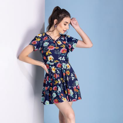 Flower Print Swimming Costume Dress SW1970 with Shorts Flower Print Swimming Costume Dress SW1970 with Shorts