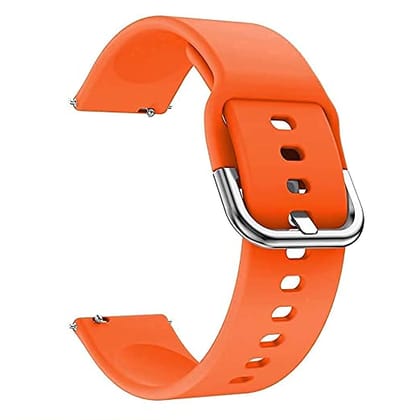 Valente Buckle Silicone 20mm Watch Strap Compatible with Galaxy Watch Active 2 (40mm & 44mm),Active (40mm), Watch 3 (41mm),Boat Vertex,Amazfit Bip,GTR (42mm),GTS,Dizo Watch 2-Orange