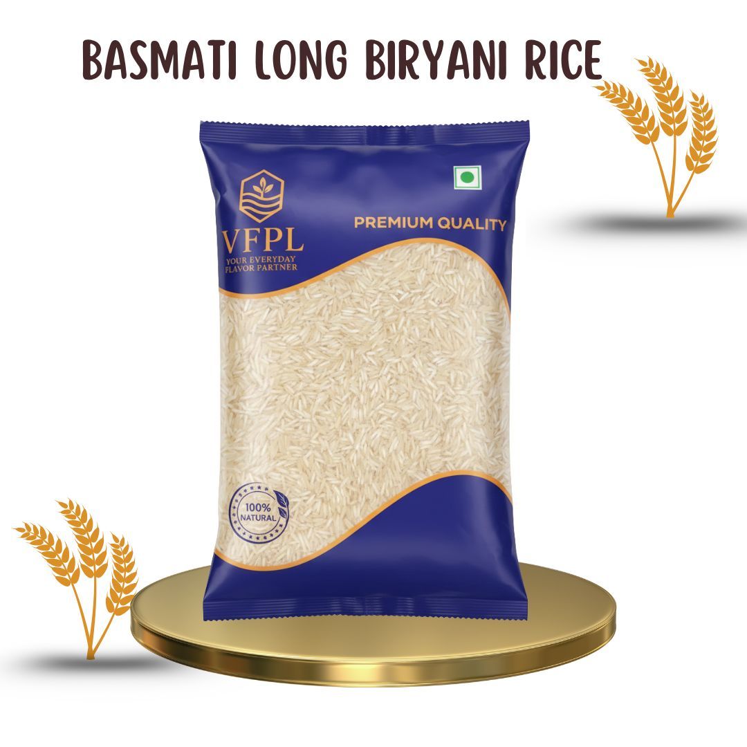 VFPL | Premium Long Grain Biryani Rice (1 kg) – Aged Aromatic Basmati, Extra Long Grains, Non-Sticky & Fluffy upto 18mm – Perfect for Biryani, Pulao & Special Occasions