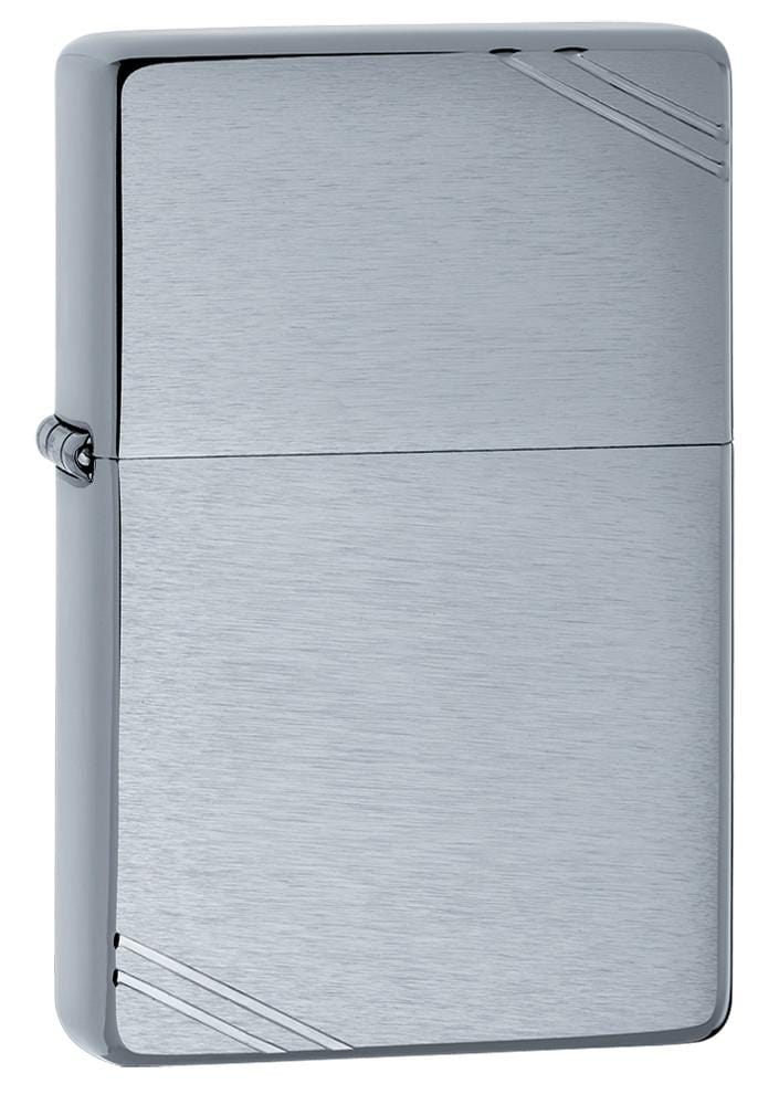 Zippo Brushed Chrome Vintage with Slashes Windproof Pocket Lighter