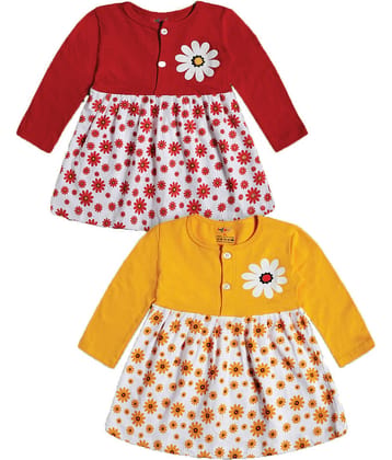 INFANT Pack of 2 Baby Girls Cotton Dress ( Multicolor 1 )