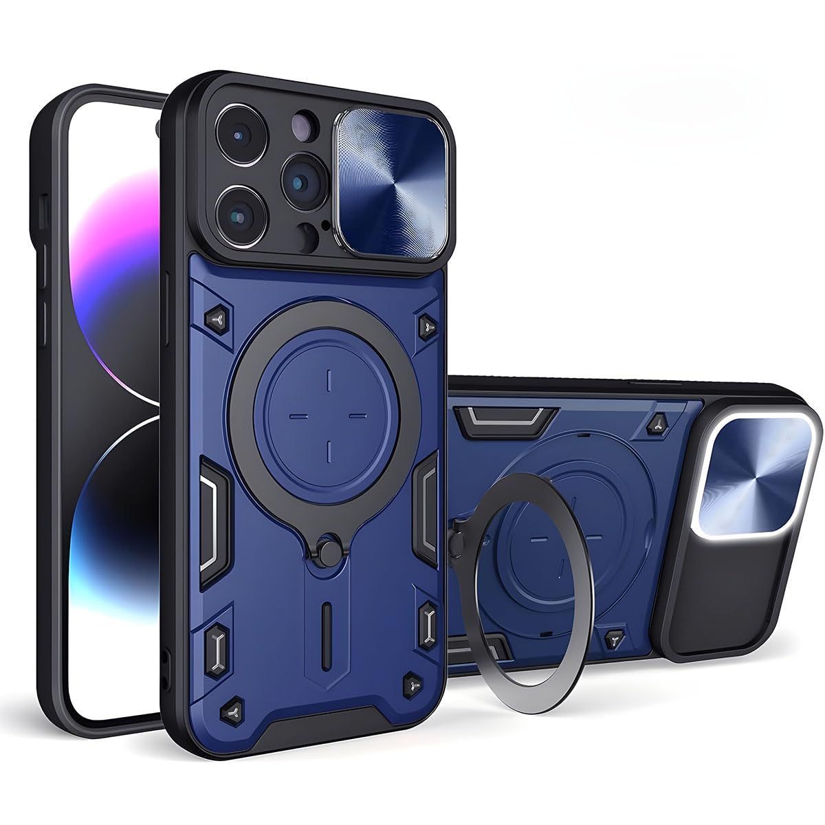 LIRAMARK Case Compatible with Apple iPhone 14 Pro Max (6.7 inch) with Stand & Slider Camera Military Grade Drop