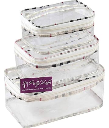 PrettyKrafts Plastic Travel Toiletry Bag  Set of 3 Pieces
