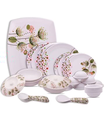 Homepro Floral White & Green Melamine 40 Pcs Dinner Set