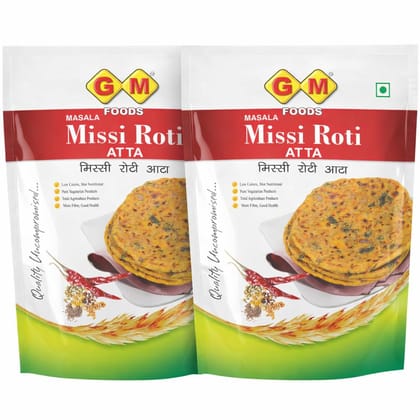 GM Foods 400 Grams Missi Roti Atta| (Pack of 2) | Spiced with Indian Seeds & Herbs | Rich in Protein, Vitamins, Minerals & Micronutrients | Healthy and Tasty)