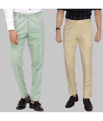 Kundan - Multicolor Cotton Blend Regular - Fit Men's Formal Pants ( Pack of 2 )