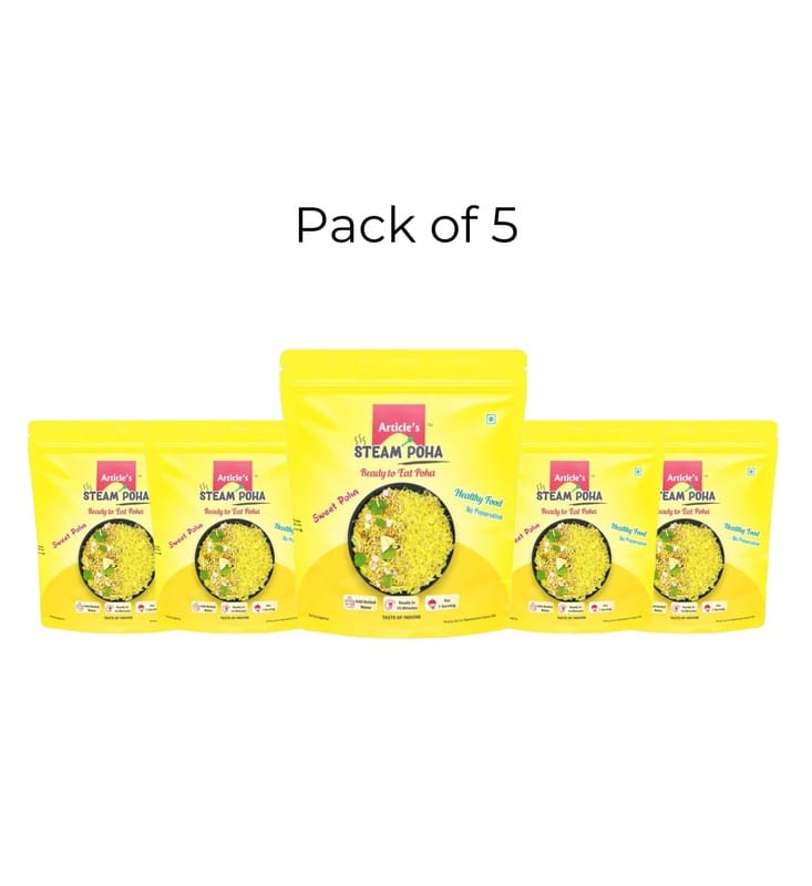 Article’s Instant Steam Poha Sweet Flavor with Sev & Spoon – Pack of 5
