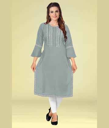Kapadia - Grey Rayon Women's Straight Kurti ( Pack of 1 )