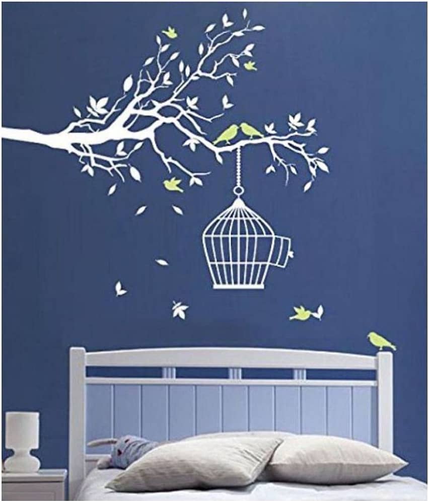Print Mantras Tree Branch Birds Wall stickers Nature Sticker ( 125 x 155 cms )