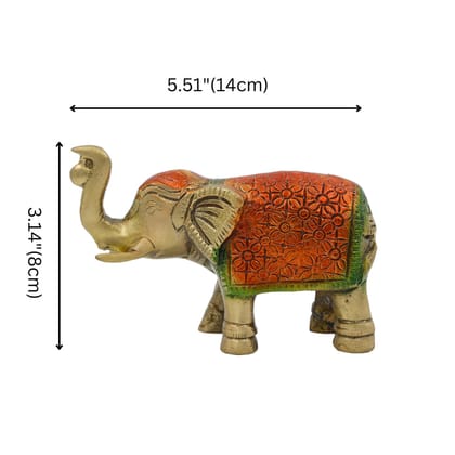 Handmade Ethnic Indian Brass Elephant Decor Showpiece Standard Golden