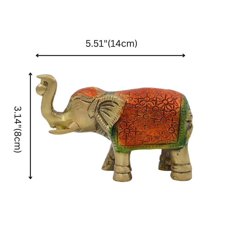 Handmade Ethnic Indian Brass Elephant Decor Showpiece Standard Golden