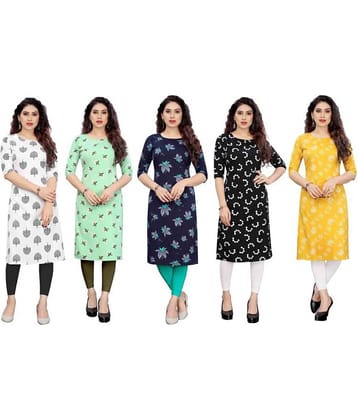 KETAKI FASHION Crepe Printed Straight Women's Kurti - Multicolor2 ( Pack of 5 )