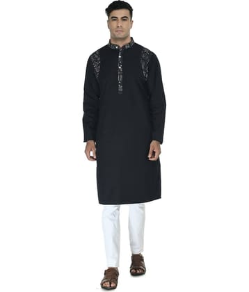DESIGN TREND - Black Cotton Men's Regular Kurta ( Pack of 1 )