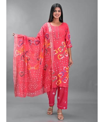 Apratim - Unstitched Peach Cotton Dress Material ( Pack of 1 )