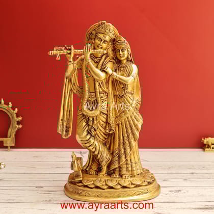 Divine Beauty Radha Krishna Idol Standing Pose Brass Idol - 12 Inch Height Divine Beauty Radha Krishna Idol Standing Pose Brass Idol - 12 Inch Height
