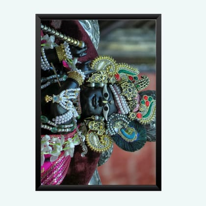 NOKKES Radha Raman ji Vrindavan Radha Raman Thakur Ji Black Photo Frames Religious Photo frame 5X7 Inch Photo Frame_QWW107