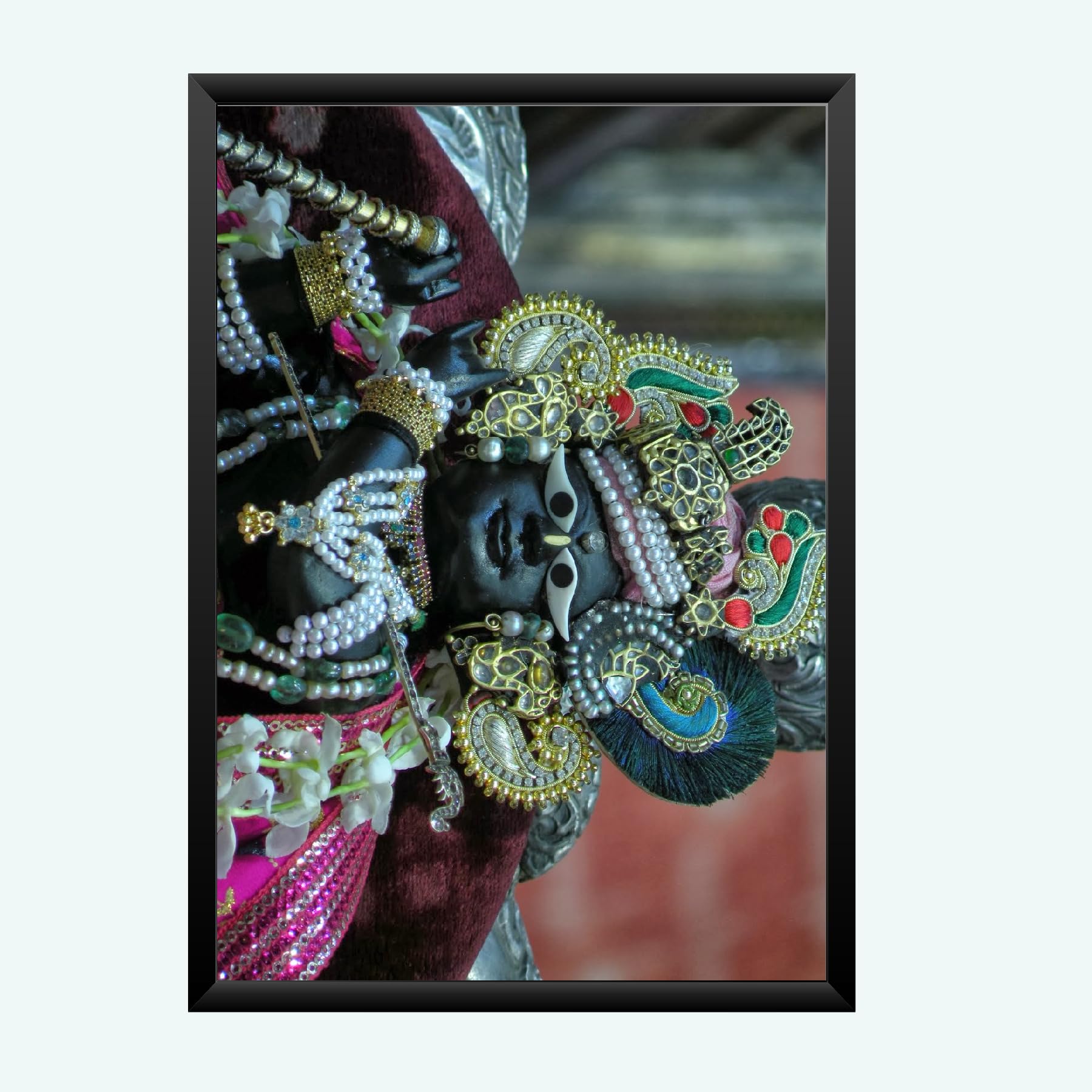 NOKKES Radha Raman ji Vrindavan Radha Raman Thakur Ji Black Photo Frames Religious Photo frame 5X7 Inch Photo Frame_QWW107