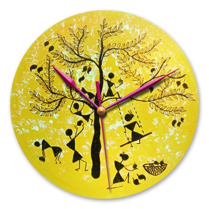 Warli Painting on Round Clock DIY Kit by Penkraft