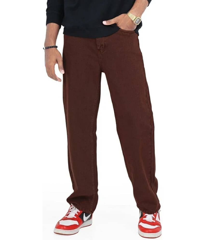 GF Straight Fit Solid Men's High-Rise Jeans - Brown